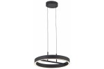 Lampa wisząca LED Coltrain 32W CCT w kolorze czarnym, o nowoczesnym designie. Okrągła, z cienkim metalowym korpusem i podświetleniem LED wzdłuż krawędzi. Zawieszona na dwóch cienkich linkach, z okrągłym mocowaniem sufitowym.