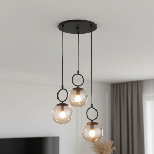 Sitro lampa wisząca 3xE14 czarna-bursztyn 62563