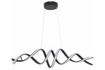 Lampa wisząca LED 40W CCT w kolorze czarnym, o falistym kształcie. Wykończenie z matowego materiału, zawieszona na cienkich linkach. U góry widoczny okrągły uchwyt montażowy. Idealna do nowoczesnych wnętrz.