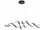 Lampa wisząca LED Quoto 40W CCT w kolorze czarnym. Posiada falistą konstrukcję z białymi elementami, zawieszona na cienkich linkach. Ujęcie frontalne, na jednolitym tle, eksponujące nowoczesny design. Idealna do nowoczesnych wnętrz.