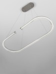 Lampa wisząca Orinoco 1xLED 48W w kolorze srebrnym, w kształcie stylizowanej litery U. Zawieszona na cienkich linkach, z metalowym mocowaniem na suficie. Przezroczysta obudowa lampy z teksturą. Idealna do nowoczesnych wnętrz.