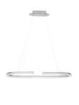 Lampa wisząca Orinoco w kolorze srebrnym, z 1 źródłem LED o mocy 48W. Posiada nowoczesny, podłużny kształt, zawieszona na dwóch cienkich linkach. Montaż sufitowy, minimalistyczny design, idealna do nowoczesnych wnętrz.