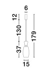 Lampa wisząca Perene z jedną żarówką LED 9W w kolorze złotym pomarańczowym. Produkt ma cylindryczny kształt, zawieszony na cienkim przewodzie. Wymiary: wysokość 130 cm, średnica 15 cm, z dekoracyjnym elementem u podstawy.