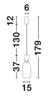 Lampa wisząca Perene z jedną diodą LED 9W, złota z przydymionym kloszem. Kształt oprawy przypominający butelkę, zawieszona na cienkim przewodzie. Wymiary: wysokość 130 cm, szerokość 15 cm, głębokość 6 cm. Idealna do nowoczesnych wnętrz.