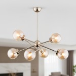 Lampa wisząca Sagito, 6-punktowa, w złotym kolorze. Konstrukcja z metalowymi ramionami, na których umieszczone są przezroczyste klosze. Całość zawieszona na cienkim, metalowym przewodzie, montowana do sufitu. Idealna do nowoczesnych wnętrz.