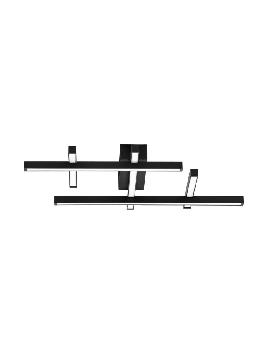 Lampa sufitowa Tumbes 1xLED 42W w kolorze czarnym, z dwoma poziomymi ramionami o prostokątnym kształcie. Montaż na suficie, nowoczesny design z matowym wykończeniem. Idealna do oświetlenia wnętrz.