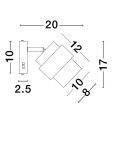 Kinkiet Vieja w kolorze czarnym, z jedną oprawą na żarówkę E27. Posiada geometryczny kształt z ruchomą głowicą. Wymiary: szerokość 20 cm, wysokość 17 cm, głębokość 10 cm. Zamontowany na ścianie, z widocznym włącznikiem.