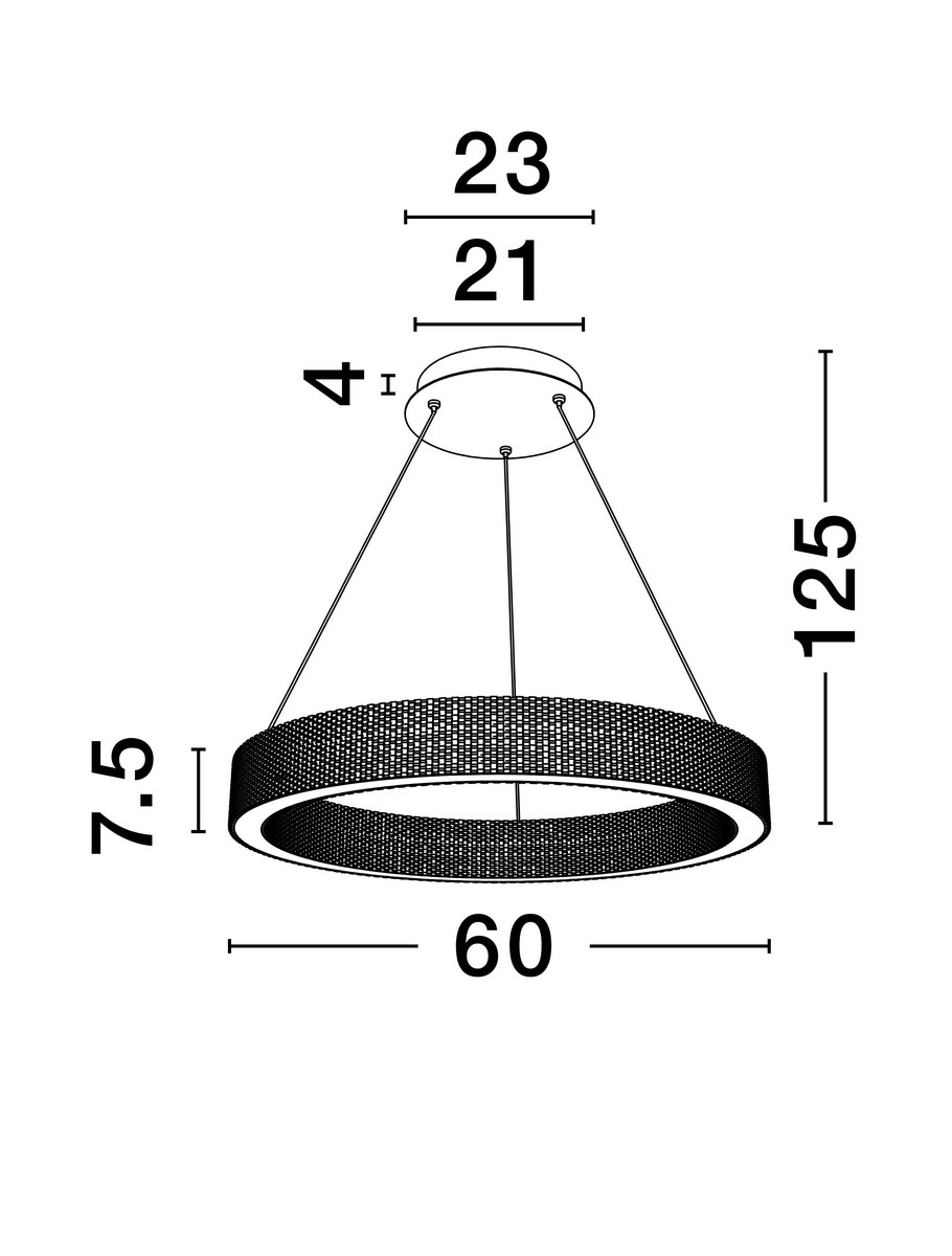 Lampa wisząca Yotau 1xLED 70W w kolorze złotym, okrągła, z metalowym kloszem o średnicy 60 cm i wysokości 7,5 cm. Zawieszona na trzech linkach, z minimalistycznym designem, idealna do nowoczesnych wnętrz.
