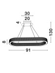 Lampa wisząca Yotau 1xLED 70W w złotym kolorze, o owalnym kształcie. Wymiary: długość 91 cm, szerokość 30 cm, wysokość 8 cm. Zawieszona na trzech linkach, idealna do nowoczesnych wnętrz.