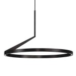 Lampa wisząca Zudanez, czarna, z pojedynczym źródłem światła LED 31W CCT. Okrągły kształt z cienkiego metalowego pierścienia, zawieszona na cienkim przewodzie, w minimalistycznym stylu. Idealna do nowoczesnych wnętrz.