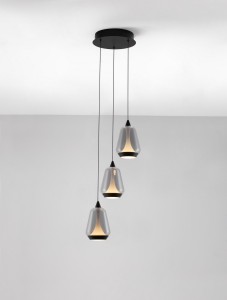 Rorizno lampa wisząca 3xLED 24W czarna przydymiony szary LE45110