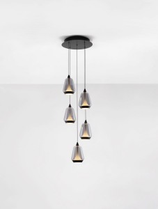 Rorizno lampa wisząca 5xLED 40W czarna przydymiony szary LE45111