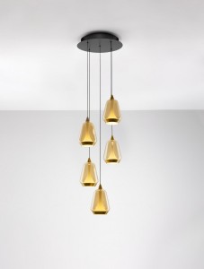 Rorizno lampa wisząca 5xLED 40W czarna szampański LE45114
