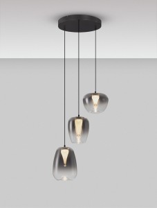 Jarevia lampa wisząca 3xLED 10W czarna przydymiony szary LE45122