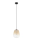 Lampa wisząca Jarevia 1xLED 3W w czarnej oprawie z bursztynowym kloszem. Klosz o zaokrąglonym kształcie, zawieszony na cienkim przewodzie. Idealna do nowoczesnych wnętrz, na prostym, jasnym tle. Wysoka jakość wykonania.