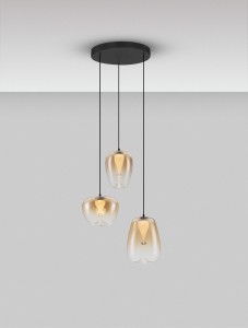 Jarevia lampa wisząca 3xLED 10W czarna bursztynowy LE45126