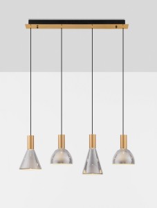 Sarduno lampa wisząca 4xLED 27W złota przydymiony szary LE45140