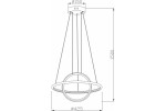 Lampa wisząca LED Gravity 36W w kolorze czarnym, o kształcie okrągłym z dwoma pierścieniami. Wymiary: średnica 425 mm, wysokość 1500 mm. Zawieszona na trzech linkach, idealna do nowoczesnych wnętrz.