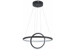 Lampa wisząca LED Gravity 36W, kolor czarny, z unikalnym designem w kształcie dwóch koncentrycznych pierścieni. Montowana na cienkich linkach, w neutralnej temperaturze barwowej 4000K. Idealna do nowoczesnych wnętrz.