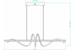 Lampa wisząca LED Serpent 34W CCT w kolorze czarnym. Oświetlenie ma nietypowy, falisty kształt z dwoma elastycznymi ramionami, zawieszonymi na cienkim przewodzie. Wymiary: 900 mm szerokości, regulowana wysokość 500-1200 mm.