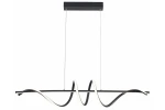 Lampa wisząca LED Serpent 34W CCT, czarna, o nowoczesnym, falistym kształcie. Montowana pod sufitem, z cienkimi linkami. Wysokiej jakości materiał, z wykończeniem w matowym czarnym kolorze oraz białymi akcentami świetlnymi.