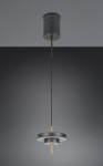 Lampa wisząca Keaton 1xLED 10W w kolorze czarnym i złotym. Okrągła, z centralnym złotym elementem, zwisająca na cienkim przewodzie. Prosty, nowoczesny design, idealna do aranżacji wnętrz. Montaż sufitowy.