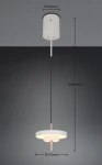 Lampa wisząca Keaton w kolorze szarym, z jedną diodą LED 10W. Posiada okrągły klosz o średnicy 20 cm, zawieszona na czarnym przewodzie o długości 150 cm. Montaż sufitowy z białym wykończeniem o średnicy 10 cm.