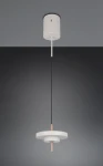 Lampa wisząca Keaton w kolorze szarym, z jedną żarówką LED 10W. Posiada okrągły, dwuwarstwowy klosz z białym wykończeniem i metalowym elementem w kolorze miedzi. Zawieszona na cienkim, czarnym przewodzie, montowana do sufitu.