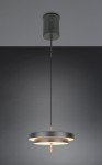 Lampa wisząca Keaton z jedną diodą LED, 34,5W, w kolorze czarnym z detalami w złocie. Okrągła, z dwoma obręczami, zawieszona na cienkim kablu. Ujęcie frontalne, na ciemnym tle, podkreślające elegancki design.