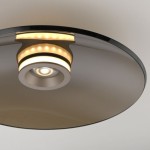 Lampa sufitowa Pure Moon 2xLED 26W w brązowej obudowie, okrągła, z centralnym źródłem światła otoczonym przez pierścień LED. Ujęcie z dołu, podkreślające elegancki design oraz błyszczące wykończenie. Idealna do nowoczesnych wnętrz.
