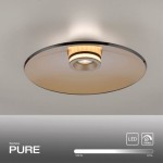 Brązowa lampa sufitowa Pure Moon z dwoma źródłami LED 26W, okrągła, z metalowym wykończeniem i matowym kloszem. Ujęcie frontalne, z widocznym centralnym punktem świetlnym oraz dekoracyjnymi elementami.