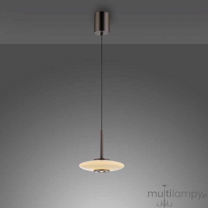 Lampa wisząca Pure Vitrum 1xLED 13W w metalicznym brązie, z okrągłym kloszem w jasnym odcieniu, zawieszona na cienkim przewodzie. Montaż sufitowy, minimalistyczny design, idealna do nowoczesnych wnętrz.