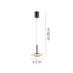 Lampa wisząca Pure Vitrum 1xLED 13W w metalicznym brązie. Cylindryczna podsufitka i smukły przewód. Okrągły klosz o średnicy 22 cm, regulowana wysokość 60-200 cm. Prosty, nowoczesny design, idealna do wnętrz.