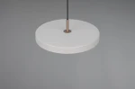 Lampa wisząca Keaton w kolorze szarym, z okrągłym, płaskim kloszem, o średnicy 34,5 cm. Wyposażona w jedno źródło LED 34,5W, zawieszona na cienkim, czarnym przewodzie. Nowoczesny design, idealna do różnorodnych wnętrz.