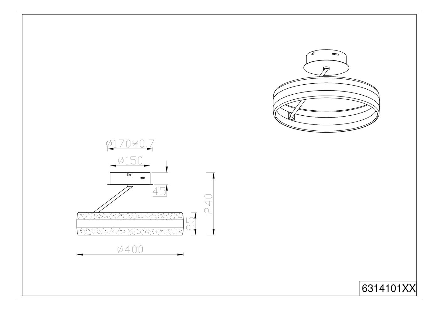 Lampa sufitowa Dios 1xLED 21W CCT w kolorze czarnym, okrągła, z podwójnym pierścieniem. Wymiary: średnica 400 mm, wysokość 240 mm. Zamontowana na suficie, z widocznym mocowaniem. Idealna do nowoczesnych wnętrz.