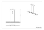 Lampa wisząca Arcola 1xLED 35W CCT w kolorze czarnym, o prostokątnym kształcie. Ujęcie frontalne, zawieszona na regulowanej długości przewodach, z płaskim, minimalistycznym kloszem. Wymiary: 1150 mm długości, 95 mm szerokości, 66 mm wysokości.
