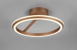 Lampa sufitowa Amador z jedną diodą LED 34W, w kolorze kawowym. Okrągła konstrukcja z delikatnym podświetleniem, zamontowana na suficie. Widoczny metalowy uchwyt w odcieniu brązu, całość na szarym tle.
