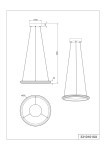 Lampa wisząca Amador w kolorze kawowym, z pojedynczym źródłem światła LED o mocy 34W. Kształt stożkowaty, o średnicy 45 cm, zawieszona na wysokości 150 cm. Widoczne detale to metalowa oprawa i okrągła podsufitka.