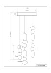 Czarna lampa wisząca Minerva z pięcioma źródłami LED 40W CCT. Okrągły sufitowy panel o wymiarach 420x65 mm, z wiszącymi, różnokolorowymi elementami o różnych średnicach: 48 mm, 80 mm, 120 mm. Długość zawieszenia regulowana od 580 do 2000 mm.