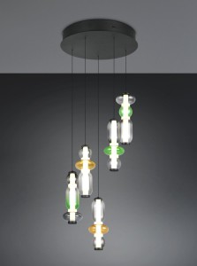 Minerva lampa wisząca 5xLED 40W CCT czarna multikolor 334330517