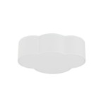 Biały plafon Cloud Mini 2-punktowy w kształcie chmury, z matowym wykończeniem. Ułożony w poziomie, widoczny z boku, z zaokrąglonymi brzegami i gładką powierzchnią. Idealny do nowoczesnych wnętrz.