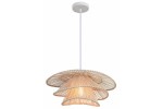 Lampa wisząca Hima 1xE27 wykonana z białego rattanu, o trzech warstwach w kształcie falistych kloszy. Zawieszona na białym przewodzie, emituje ciepłe światło. Idealna do nowoczesnych wnętrz.