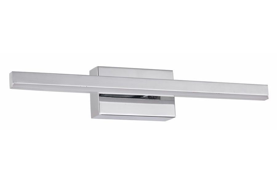 Kinkiet łazienkowy Linea w kolorze chromu, o prostokątnym kształcie, z diodami LED 5W i temperaturze barwowej 4000K. Ułożony poziomo, z minimalistycznym designem, przeznaczony do montażu w strefie IP44.