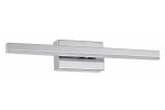Kinkiet łazienkowy Linea w kolorze chromu, o prostokątnym kształcie, z diodami LED 5W i temperaturze barwowej 4000K. Ułożony poziomo, z minimalistycznym designem, przeznaczony do montażu w strefie IP44.