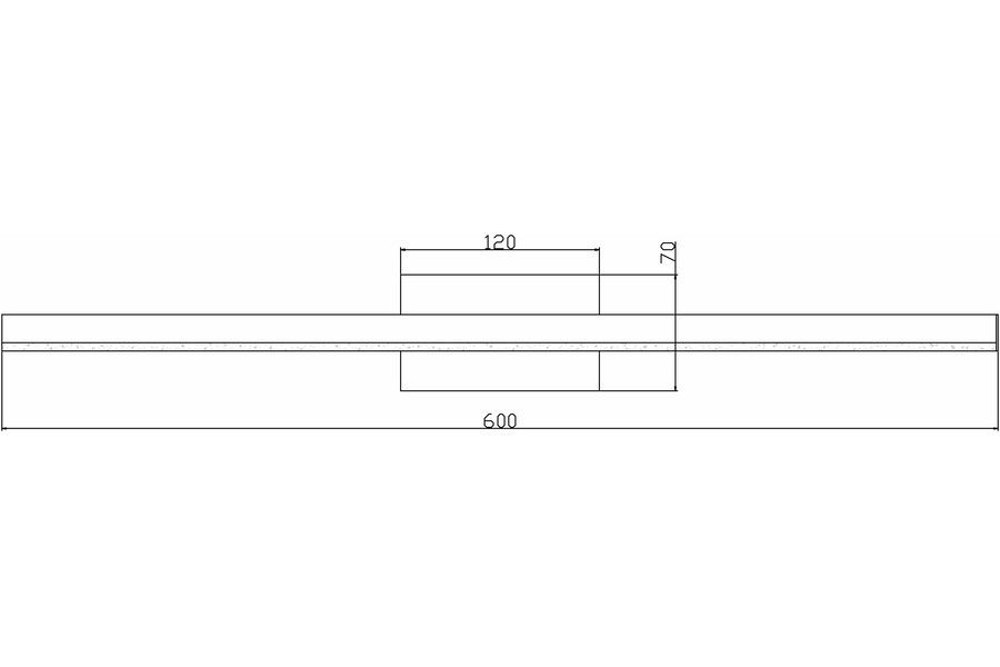 Kinkiet łazienkowy Linea L60 LED 8W 4000K IP44 w kolorze chromu. Prosty, prostokątny kształt o wymiarach 600 mm długości, 120 mm szerokości i 70 mm wysokości. Montaż ścienny, idealny do oświetlenia łazienki.