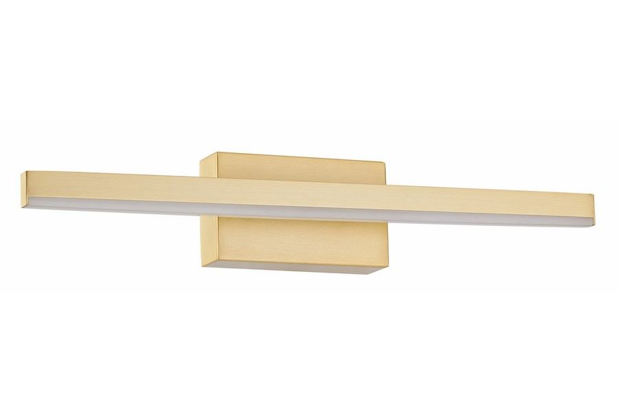 Kinkiet łazienkowy Linea L40 LED 5W 4000K IP44 w kolorze złotym. Prosta, prostokątna forma z matowym wykończeniem. Zainstalowany na ścianie, z białym kloszem LED, zapewnia równomierne oświetlenie.