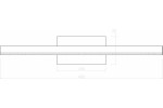 Kinkiet łazienkowy Linea L40 w kolorze złotym, długość 400 mm, szerokość 120 mm, wysokość 70 mm. Wyposażony w diody LED o mocy 5W, barwa światła 4000K, klasa IP44, przeznaczony do montażu w wilgotnych pomieszczeniach.