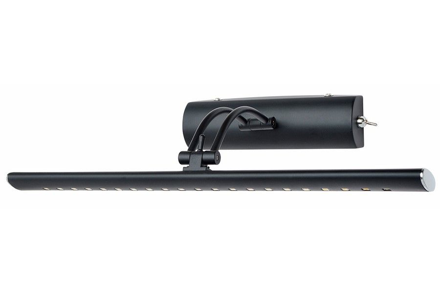Kinkiet Picture Light L40 LED 4W 3000K w kolorze czarnym, o prostokątnej formie, z zamontowanym uchwytem. Wykonany z metalu, z widocznymi otworami wentylacyjnymi. Zainstalowany na ścianie, idealny do oświetlenia obrazów lub dekoracji.