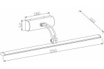 Kinkiet Picture Light L55 LED 8W 3000K w kolorze chrom, z prostokątnym korpusem i elastycznym ramieniem. Wymiary: długość 550 mm, szerokość 180 mm, wysokość 52 mm. Montowany na ścianie, przeznaczony do oświetlenia obrazów.