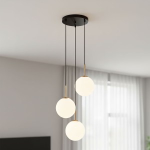 Deore lampa wisząca 3xE27 antyczny brąz/biała PND-5578-3S-BRO-BK